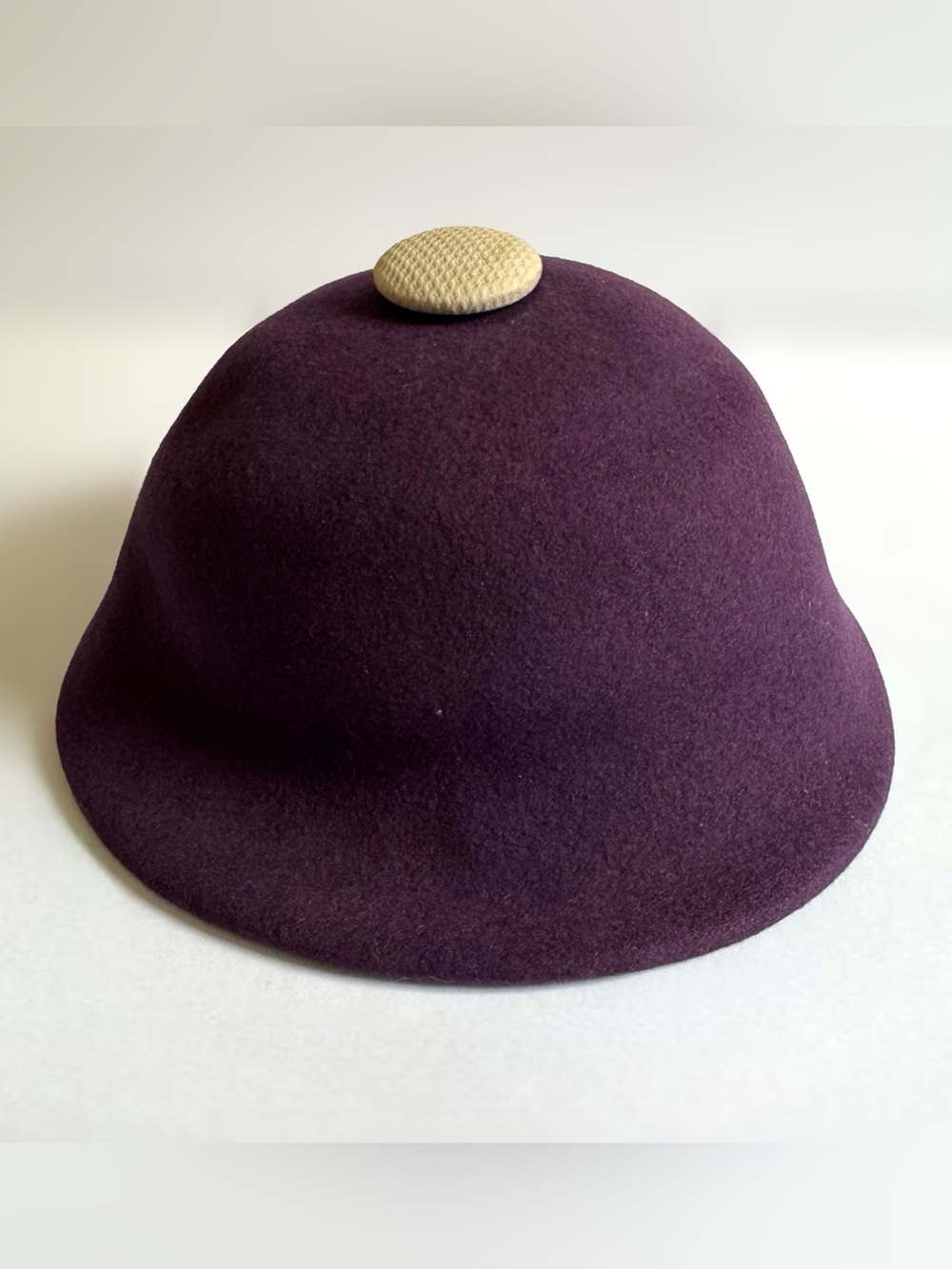 Vintage Merrimac Wool Felt Cloche Hat Plum Purple Equestrian Art Deco USA